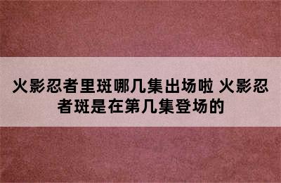 火影忍者里斑哪几集出场啦 火影忍者斑是在第几集登场的